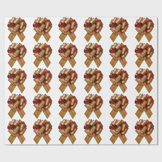 赤と緑の弓ホワイトラッピング紙 ラッピングペーパー (フラット)