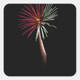 赤と緑の手のひらステッカー スクエアシール