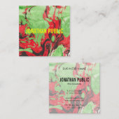 赤と緑の抽象芸術アーモダントエレガントテンプレート スクエア名刺 (正面/裏面)