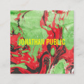 赤と緑の抽象芸術アーモダントエレガントテンプレート スクエア名刺 (正面)