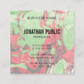 赤と緑の抽象芸術アーモダントエレガントテンプレート スクエア名刺 (裏面)