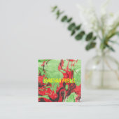 赤と緑の抽象芸術アーモダントエレガントテンプレート スクエア名刺 (スタンド正面)