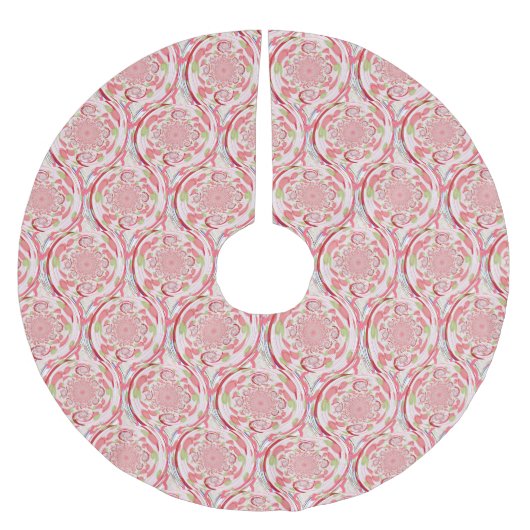 赤と緑の抽象芸術バーストデザイン ブラッシュドポリエステルツリースカート (正面)