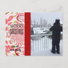 赤と緑の抽象芸術フォトカード シーズンポストカード