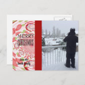 赤と緑の抽象芸術フォトカード シーズンポストカード (正面/裏面)