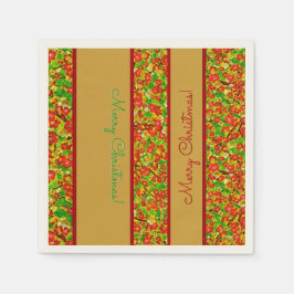 赤と緑の抽象芸術フローラ- パーソナライズされた スタンダードカクテルナプキン