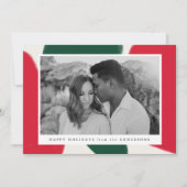 赤と緑の抽象芸術図形 |ホリデーフォトカード シーズンカード (正面)