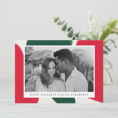 赤と緑の抽象芸術図形 |ホリデーフォトカード シーズンカード (スタンド正面)