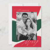 赤と緑の抽象芸術図形 |ホリデーフォトカード シーズンカード (正面)