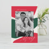 赤と緑の抽象芸術図形 |ホリデーフォトカード シーズンカード (スタンド正面)