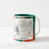 赤と緑の抽象芸術色彩の鮮やかのモダン休日 ツートーンマグカップ (正面右)