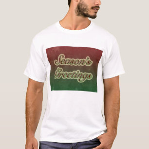 赤と緑の文字でシーズンの挨拶 Tシャツ