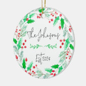 赤と緑の新しい家族結婚したオーナメント セラミックオーナメント (左)