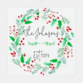 赤と緑の新しい家族結婚したオーナメント メタルオーナメント (正面)