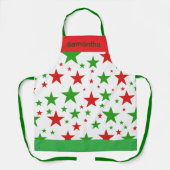 赤と緑の星かわいいクリスマス エプロン (正面)