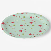 赤と緑の星とドット ペーパープレート (アングル)