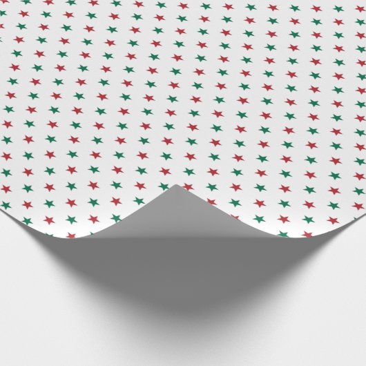 赤と緑の星ホワイトクリスマス ラッピングペーパー (角)