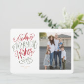 赤と緑の暖かい願いのホリデーフォトカード 招待状 (スタンド正面)