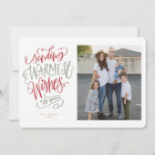 赤と緑の暖かい願いのホリデーフォトカード 招待状 (正面)