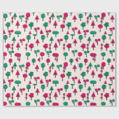 赤と緑の木と女の子 ラッピングペーパー (フラット)
