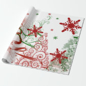 赤と緑の木クリスマスラッピング紙 ラッピングペーパー (アンロールド)