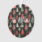 赤と緑の格子模様のクリスマスツリーが黒に オーナメント (正面)