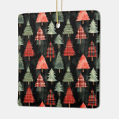 赤と緑の格子模様のクリスマスツリーが黒に セラミックオーナメント (左)