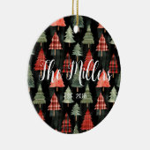 赤と緑の格子模様のクリスマスツリーが黒に セラミックオーナメント (右)