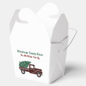 赤と緑の格子模様のクリスマスツリートラック フェイバーボックス (オープン)