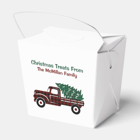 赤と緑の格子模様のクリスマスツリートラック フェイバーボックス (裏面サイド)