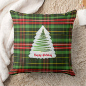 赤と緑の格子模様のクリスマス装飾用クッション クッション (ブランケット)