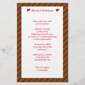 赤と緑の格子模様のクリスマス 便箋 (正面)