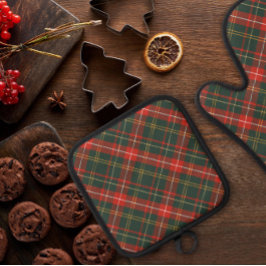 赤と緑の格子模様のクリスマス 鍋つかみ&鍋敷きセット