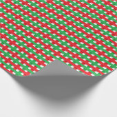 赤と緑の格子模様のクリ市松模様にスマス ラッピングペーパー (角)