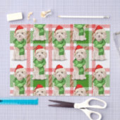 赤と緑の格子模様のシャンパンコックポクリスマス 薄葉紙 (クラフト)