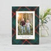 赤と緑の格子模様の伝統クリスマスフォト シーズンカード (スタンド正面)
