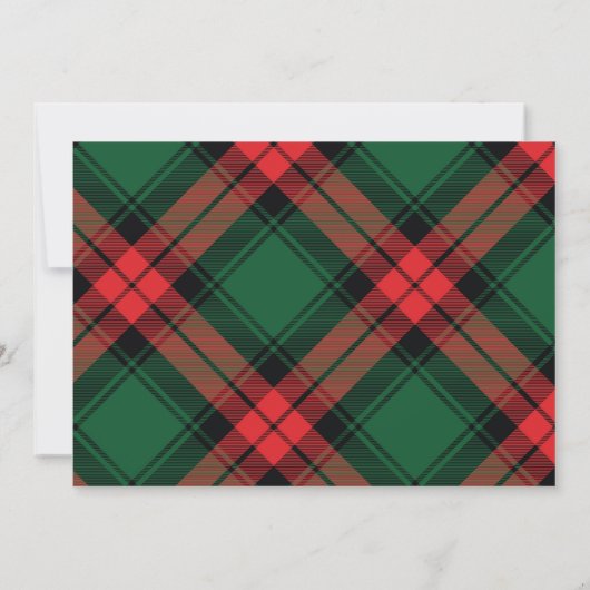 赤と緑の格子模様の写真クリスマスカード 招待状 (裏面)