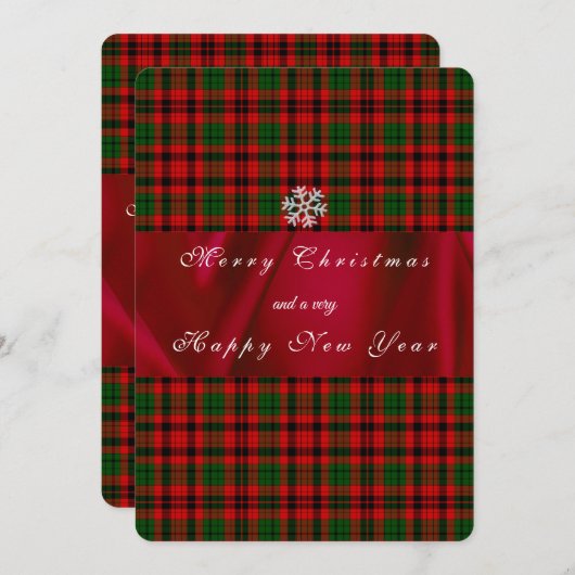 赤と緑の格子模様の国のクリスマス シーズンカード (正面/裏面)