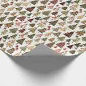 赤と緑の格子模様の木のクリスマスパターン ラッピングペーパー (角)