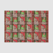 赤と緑の格子模様の茶色のコックポークリスマス 薄葉紙 (正面)