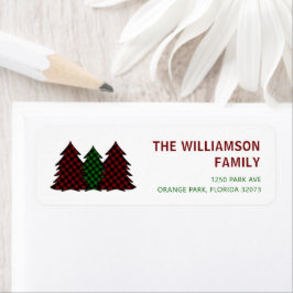 赤と緑の格子模様クリスマスツリーズフェスティバル ラベル
