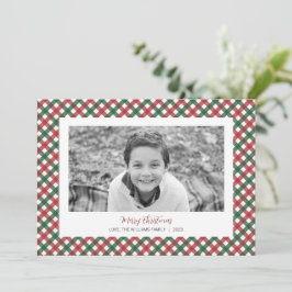 赤と緑の格子模様クリスマスフォトカード シーズンカード