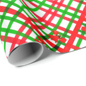 赤と緑の格子模様メリークリスマスハッピーホリデー ラッピングペーパー (ロールコーナー)