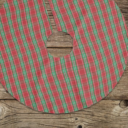 赤と緑の格子模様 ブラッシュドポリエステルツリースカート