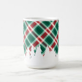 赤と緑の格子模様(白いクリスマスツリー付) コーヒーマグカップ (中央)