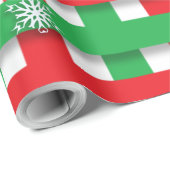 赤と緑の格子状の雪の市松模様にクリスマス ラッピングペーパー (ロールコーナー)