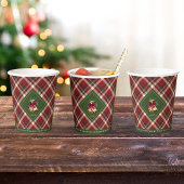 赤と緑の格子状ヴィンテージベルメリー&ブライト 紙コップ