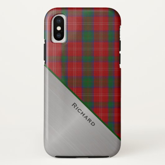 赤と緑の格子縞とアルミルック Case-Mate iPhoneケース (裏面)