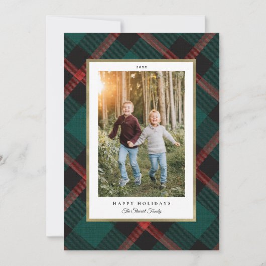 赤と緑の格子縞の伝統の写真 シーズンカード (正面)