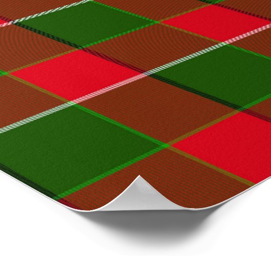 赤と緑の格子縞の生地の背景 ポスター (角)